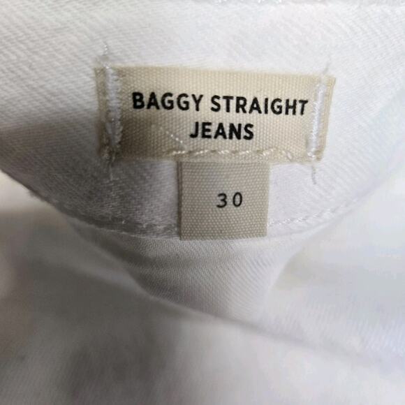 Madewell Jeans Womens 30 NEW Baggy Straight White High Rise Wide Leg Pleated - Picture 7 of 11